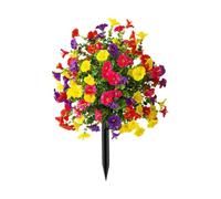 Artificial Flowers With Ground Stakes, UV Resistant Faux Plants For Outdoor