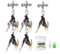 Artificial Fly Bait Kit - Feathered Fishing Lures, Durable Hook Set | Portable Tackle Box with Glitter Sequin Detail Feature, Gear for Carp Catching in Freshwater and Saltwater Angling Environments
