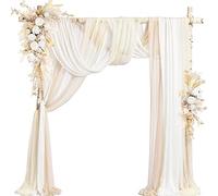 Artificial for decoración de bodas, hecho a mano (paquete de 5), 3 guirnaldas florales de tela drapeada transparente + 2 guirnaldas de flores de boda for decoración de fondo de ceremonia de boda(H)