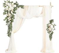 Artificial for decoración de bodas, hecho a mano (paquete de 5), 3 guirnaldas florales de tela drapeada transparente + 2 guirnaldas de flores de boda for decoración de fondo de ceremonia de boda(G)