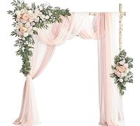 Artificial for decoración de bodas, hecho a mano (paquete de 5), 3 guirnaldas florales de tela drapeada transparente + 2 guirnaldas de flores de boda for decoración de fondo de ceremonia de boda(D)