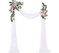 Artificial for decoración de bodas, (paquete de 3), guirnaldas de flores de boda de seda artificial y drapeado de arco, guirnalda de flores hechas a mano for decoración de fondo de boda(C)