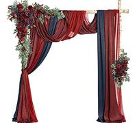 Artificial for decoración de bodas, (paquete de 5) - 2 arcos de flores con 3 cortinas de tela transparente, guirnalda de flores for boda, fiesta, ceremonia, decoración de fondo(B)