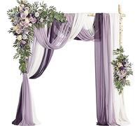 Artificial for decoración de bodas, (paquete de 5) - 2 arcos de flores con 3 cortinas de tela transparente, guirnalda de flores for boda, fiesta, ceremonia, decoración de fondo(E)
