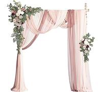 Artificial for decoración de bodas, (paquete de 5), 3 guirnaldas florales de tela transparente + 2 guirnaldas de flores de boda for decoración de fondo de ceremonia de boda, rosa A