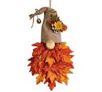 Artificial GNOME Maple Leaf Garland Wreath - Seasonal Halloween & Harvest D