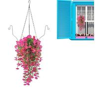 Artificial Hanging Flower Plant Basket - Hanging Flowers and Plants Patio | Artificial Hangable Flower with Basket | Hangable Planter with Flowers | Faux Floral Decor for Balcony Hotel Garden
