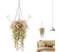 Artificial Hanging Flower Plant Basket - Hanging Flowers and Plants Patio | Artificial Hangable Flower with Basket | Hangable Planter with Flowers | Faux Floral Decor for Balcony Hotel Garden
