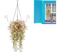 Artificial Hanging Flowers, Faux Basket Decor, Suspended Floral Plant Arrangement, Realistic Indoor Outdoor Greenery Decorative Hanging Flower Basket for Yard Dining Room Balcony Hallway Hotel Use