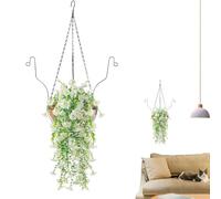 Artificial Hanging Flowers, Faux Basket Decor, Suspended Floral Plant Arrangement, Realistic Indoor Outdoor Greenery Decorative Hanging Flower Basket for Yard Dining Room Balcony Hallway Hotel Use