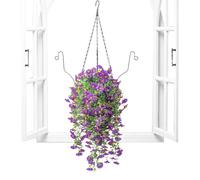 Artificial Hanging Flowers, Faux Basket Decor, Suspended Floral Plant Arrangement, Realistic Indoor Outdoor Greenery Decorative Hanging Flower Basket for Yard Dining Room Balcony Hallway Hotel Use