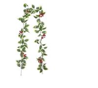 Artificial Holly Leaf And Red Berry Garland Wall Hanging Christmas Home Decoration Faux Vine For Holiday Atmosphere(Color-01,10PCS)