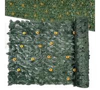 Artificial Ivy Fence - 9.84ft Decorative Aesthetic Cover | Privacy Fence For Balcony Patio Garden Porch Apartment Backyard Outside | PP + Silk Material Sunflower Dark Green Ivy - 0.5x3m Or 1x3m Panels