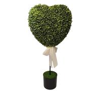 Artificial Love Topiary - Green Potted Plant for Outdoor | Plush Faux Leaves with Decorative Pot, Valentines Heart Home Decor, Small Faux Plants Accent, Living Room Porch Window Garden Yard Patio