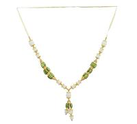 Artificial Mala Beaded Garland Haar for Idol-Mala for God Photo Frame for Statues Pooja Sringar Articles Ornament for Indian Traditional Cultural Festival Diwali Decorations(Size:-8")(White,Green)