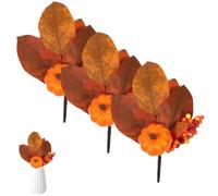 Artificial Maple Leaves Branches - 3pcs Silk Fall Flowers Decor | Orange Fake Autumn Plants For Fireplace, Table, Farmhouse, Bathroom | Thanksgiving & Wedding Decoration