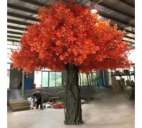Artificial Maple Tree, UV-Resistant Fake Fall, Orange Red, Lifelike Floral Decor for Wedding & Restaurant Patio(7 * 7M)