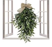 Artificial Olive Leaf Swag - Teardrop Greenery Arrangement for Home Decoration | Silk Leaves with Adjustable Stems, Rustic Hanging Accent for Door Wall Mantel and Seasonal Table 23.62x11.81x3.15 in