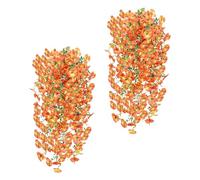 Artificial Outdoor Flowers - Fake Hanging Flowers, Realistic Faux Bloom Decor with Uv Protection, Outdoor Decorative Plants With, 2 Pack Set, Home Garden Arrangement for Balcony Porch Door Display