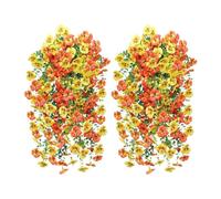 Artificial Outdoor Flowers - Fake Hanging Flowers, Realistic Faux Bloom Decor with Uv Protection, Outdoor Decorative Plants With, 2 Pack Set, Home Garden Arrangement for Balcony Porch Door Display