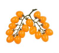 Artificial para vid de tomate cherry, ramo de frutas de poliuretano realista de 19 cm con tallos verdes para el hogar, cocina, fiesta, decoración de Navidad, modelo de verduras falsas rojo y amarillo