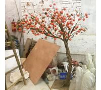 Artificial Persimmon Tree Fake Fruit for Home Decor, Lifelike Orange Plant for Living Room Office Restaurant, Maintenance-Free Indoor(5mx4m)