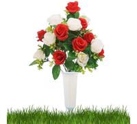 Artificial Petal Display, Everlasting Flower Memorial Tool, Ornament with Support Stake, UV Resistant Botanical Arrangement, Elegant Unit with Potted Design, Floral Decor for Porch and Garden