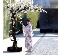 Artificial Pink Magnolia Tree for Natural & Modern Spaces - Seamless Integration with Bamboo & Architecture Lifelike Design & Year-Round Beauty(4 * 4M)