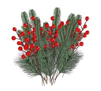 Artificial Pino Ramas - 60 piezas de imitación Greenery Stems, Real Touch Pine Needles for Christmas Crafts, Decorative Green Plants for Porch Fireplace Mantle Home Office Garden Display, 10 x 3,9