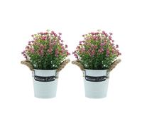 Artificial Plants Indoor Faux Bonsai European Style Home Bonsai Decor Rosy 23X17X17CM Maintenance-Free 2Set
