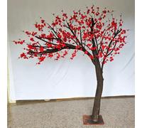 Artificial Plum Blossom Tree,Fake Red Flower Large Simulation for Home Living Room Wedding Party Decor Indoor Floor Ornament(5M)