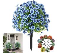 Artificial Potted Trees with Ground Stakes, Artificial Camellia Topiary Potted Trees, UV Resistant Faux Outdoor Shrubs Plants for Front Porch, Patio and Garden Decor (C)