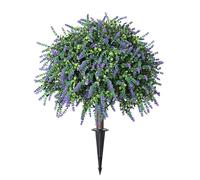 Artificial Potted Trees with Ground Stakes, Outdoor UV Resistant Faux Violet Flowers for Garden Porch Patio Decoration 23.6in(E)