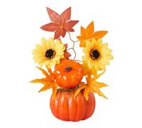 Artificial Pumpkin, Fall Decor, 9.06x6.69x3.54 Inches Tabletop Ornament, Miniature Autumn Display with Sunflower Accent, Rustic Indoor Decoration for Bathroom Kitchen Mantel Porch Corner Bedroom Use