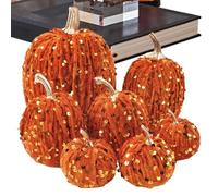 Artificial Pumpkins - 7 piezas Mini Velvet Pumpkin | Mixed Artificial Pumpkin Set | Fall Harvest Decorations For Home, Outdoor Porch, Shelf, Desk, Kitchen, Living Room, Dorm, Hotel, Holiday Party, Au