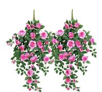 Artificial Rose Vine 2 Pack, Realistic Rose Floral Swag for Wall Decor, Handmade Flower Greenery Plant for Cafe,Restaurant,Balcony,Living Rooms