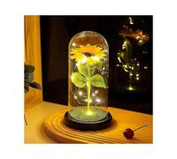 Artificial Sunflower Eternal Flowers In Dome Ornament with Lights Home Decor Beauty And The Beast for Christmas Valentines Gift