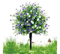 Artificial Violets- Spring Decoration Floral, UV Resistant Faux Summer Plants Fake Bushes, Indoor Outdoor Porch Courtyard Home Garden, Four Colours Easy Install Spike Base | Set para familias de