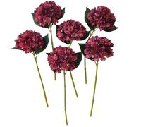 ARTIFIPLANT Red Hydrangea Artificial Flowers 6 Pcs Faux Hydrangea Flowers Artificial Hydrangeas Flowers with Stems Fake Hydrangeas Red Hydrangea Silk