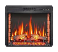 ArtiFlame AF28S Chimenea eléctrica empotrada LED con efecto de llama 3D, 1800 W, sonido crepitante, chimenea con mando a distancia y termostato, negro