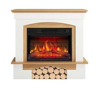 ArtiFlame Chimenea eléctrica Woodley AF23BS Blanca con Efecto de Llama LED, calefacción de hasta 30 m², Mando a Distancia, diseño Realista, Ahorro de energía, Independiente, Roble Natural