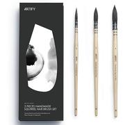 ARTIFY 3 Pinceles Acuarela Pelo de Ardilla Natural Alta Absorción #0, 2, 4