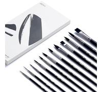 ARTIFY Art Supplies - Juego de 12 Pinceles de Nailon Sintético para Acuarela, Pinceles Sintéticos para Pintura de Acuarela, Acrílico, Gouache y Pintura al Óleo Incluye Redondo, Plano, Puntiagudo