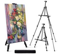 Artify Caballete Pintura de Aluminio de Doble Nivel, Altura Ajustable de 22 a 66 Pulgadas, Trípode para Pintar y Exhibir con una Bolsa de Transporte, para Artistas y Estudiantes, Negro