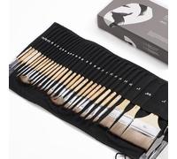 ARTIFY - Juego de 30 Pinceles de Pintura Acrílico, Versión Mejorada, Juego de Pinceles de Nailon Sintética Mejoradas con Rollo de Tela y Cuchillo de Paleta para Pintura óleo, Acuarela y Gouache