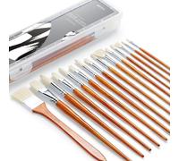 ARTIFY Juego de Pinceles para Pintura al óleo, 15 Pinceles Profesionales de Pintura acrílica con Cerdas de Cerdo 100% Pincel Acuarela y Gouache, Mango Largo y Pesado con una Caja de Transporte