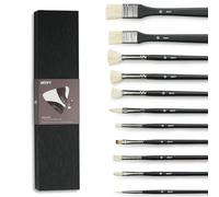 ARTIFY Juego de Pinceles Pintura Acrilica y Óleo, 11 Piezas Premium Pinceles Profesionales para Acuarela, Modelo, Miniatura, Gouache, Pinceles de Cerdas de Cerdo con Estuche