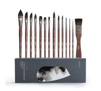 Artify Pinceles para Acuarela Profesionales, 14 Piezas - Pelo Mixto de Ardilla, Alta Absorción de Agua y Resorte Equilibrado, Redondos/Planos/Filete/Angulados/Liner para Acuarela y Gouache