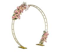 Artigarden Arco de jardín de metal para plantas trepadoras y guirnaldas de globos, soporte de fondo con base, arco redondo para decoración de fiestas al aire libre, color dorado