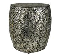 ARTIGIANATO VULCANO Mesa Marroquí de metal cincelado, taburete decorativo, 46 x 46 x 56 cm, estilo oriental vintage